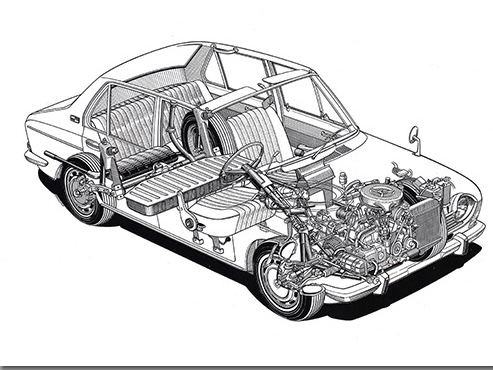 Vintage Subaru 360 and modern WRX side by side